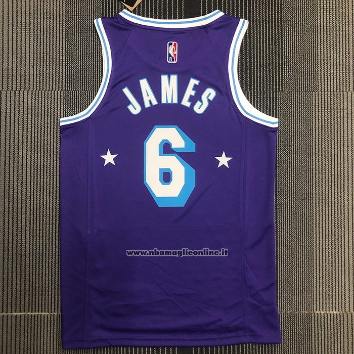 Maglia Los Angeles Lakers LeBron James #6 Citta Edition 2021-22 Viola